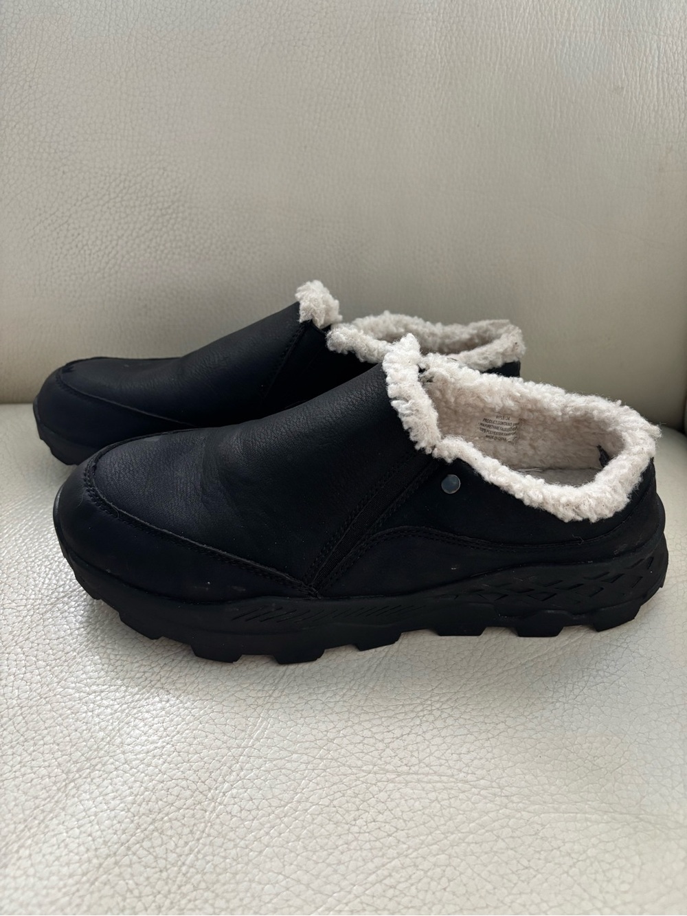 Muk Luks Black Slip-On Faux Shearling Clog Mules